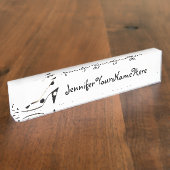 Hohe Fersen-Schuh Schwarz-weiß Namensplakette (Seite)