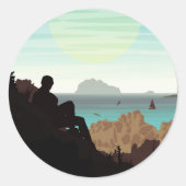 hohe Flucht Runder Aufkleber (Vorderseite)