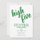 Hohe Fünf Geburtstage Einladung Grün (Vorderseite)
