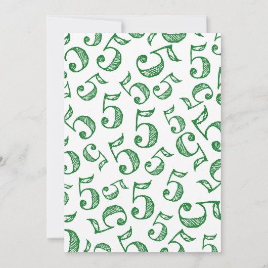 Hohe Fünf Geburtstage Einladung Grün (Rückseite)