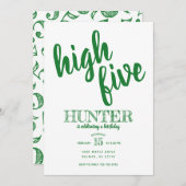 Hohe Fünf Geburtstage Einladung Grün (Vorne/Hinten)