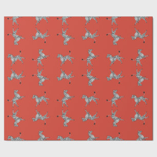 Hohe fünf Zebras im Rot Geschenkpapier