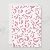 Hohe fünfte Geburtstagseinladung Pink Einladung (Rückseite)