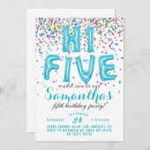 Hohe fünfte Geburtstagsfeier Confetti Einladung (Vorne/Hinten)