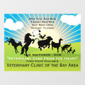 Hohe Geschäftszeiten für Tierarzneimittel Fensteraufkleber (Blatt)