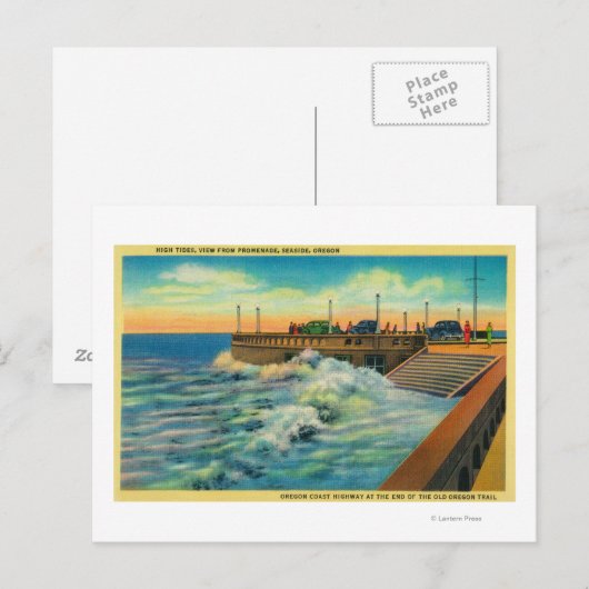 Hohe Gezeiten an der PromenadeKüste oder Postkarte (Vorne/Hinten)