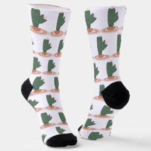 Hohe Grüne Pflanze auf Teppich Wüstenkaktus  Socken
