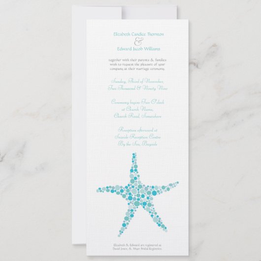 Hohe Hochzeits-Aqua-Türkisstarfish-Einladung Einladung (Vorderseite)