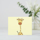 Hohe niedliche Giraffe. Cartoon-Tier Postkarte (Stehend Vorderseite)