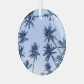 Hohe Palmen, klarer blauer Himmel. Ornament Aus Glas (Vorderseite links)