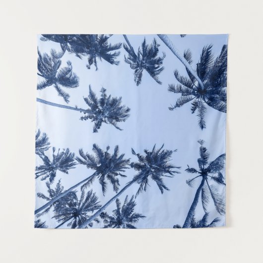 Hohe Palmen, klarer blauer Himmel. Wandteppich (Vorderseite (Horizontal))