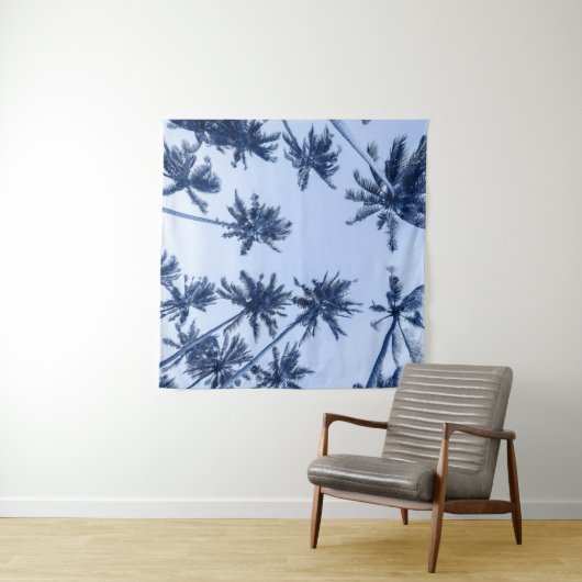 Hohe Palmen, klarer blauer Himmel. Wandteppich (Beispiel (Horizontal))