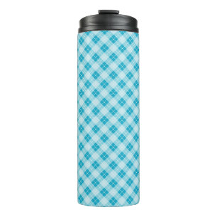 Hohe Reisebecher mit blau-weiß kariert Thermosbecher