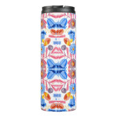 Hohe Reisebecher mit einem lebendigen Blumenmuster Thermosbecher (Rückseite)