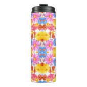Hohe Reisebecher mit lebendigem Blumenmuster Thermosbecher (Vorderseite)