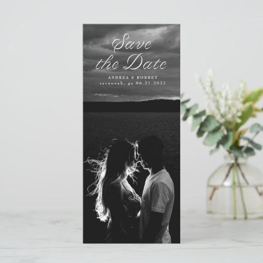 Hohe Ribbon Script Save-the-Date-Karte (Stehend Vorderseite)