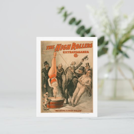 Hohe RollerDunking-Frau in Bierposter Postkarte (Stehend Vorderseite)