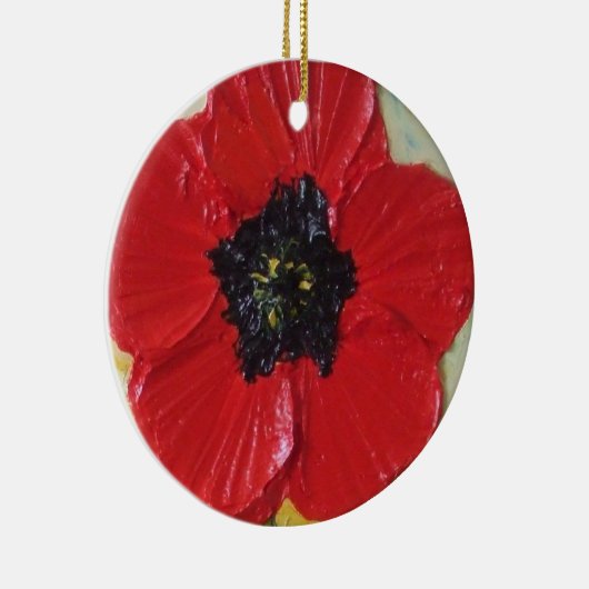 Hohe rote Mohnblumen-Verzierung Keramik Ornament (Rechts)