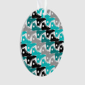 Hohe Spitzen-Aquamarin-n-Schwarze Schuhe Ornament (Vorderseite)