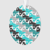 Hohe Spitzen-Aquamarin-n-Schwarze Schuhe Ornament (Vorderseite)