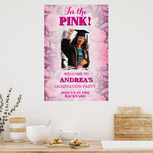 Hohe Stimmung in Rosa! Heißrosa Abschlussfeier Poster (Küche)