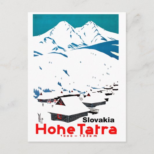Hohe Tatra, Blockhütten im Schnee, Vintag Postkarte (Vorderseite)