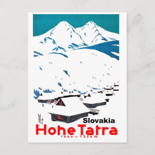 Hohe Tatra, Blockhütten im Schnee, Vintage Postkarte