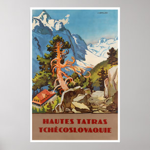Hohe Tatra Kunst Tschechoslowakei Ski Plakat Slowa