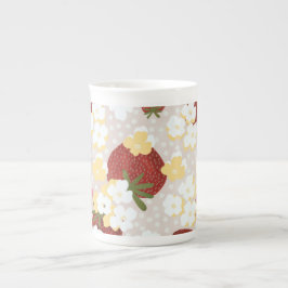 Hohe Wild-Erdbeer-Blumen-Tasse Porzellantasse