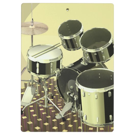 Hohe Winkelsicht einer Trommelausrüstung Klemmbrett (Rückseite)