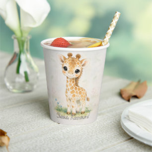 Hohe Wunder-Wasserfarbe Süße Giraffe Baby Shower Pappbecher