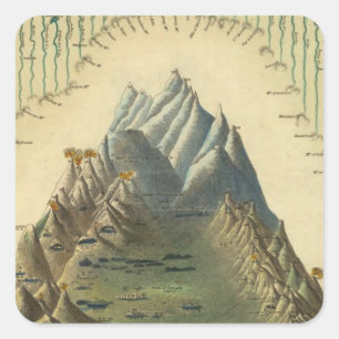 Höhen der wichtigsten Berge der Welt Quadratischer Aufkleber