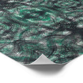 Höhen Dunkelgrüne Abstrakte Aquarellkunst Poster (Ecke)