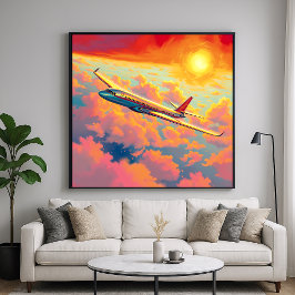Höhenflüge im Flugzeug - lebhafte Malerische Kunst Poster