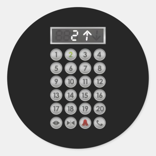 Höhenrudertasten Aufzug Runder Aufkleber (Vorderseite)