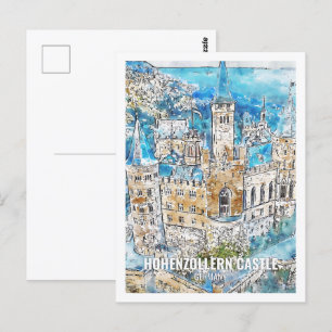 Hohenzollern Castle Deutschland Reisen Wasserfarbe Postkarte