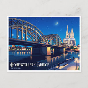 Hohenzollernbrücke bei Nacht Köln Deutschland Postkarte