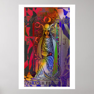 Hohepriesterin Tarotkarte psychedelisches Poster