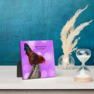 Höhepunkt in Majestät: Rooster on Dreamy Lila Glow Fotoplatte