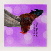 Höhepunkt in Majestät: Rooster on Dreamy Lila Glow Puzzle (Horizontal)