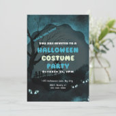 Höhepunkt mit Jack-O' Lantern Head Blue Halloween Einladung (Stehend Vorderseite)