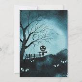 Höhepunkt mit Jack-O' Lantern Head Blue Halloween Einladung (Rückseite)