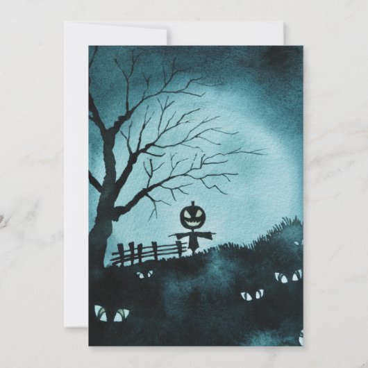 Höhepunkt mit Jack-O' Lantern Head Blue Halloween Einladung (Rückseite)