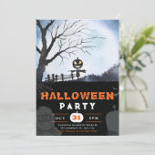 Höhepunkt mit Jack-O' Lantern Schwarzes Halloween Einladung (Stehend Vorderseite)