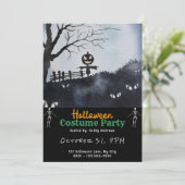 Höhepunkt mit Pumpkin Head Black Halloween Einladung (Stehend Vorderseite)