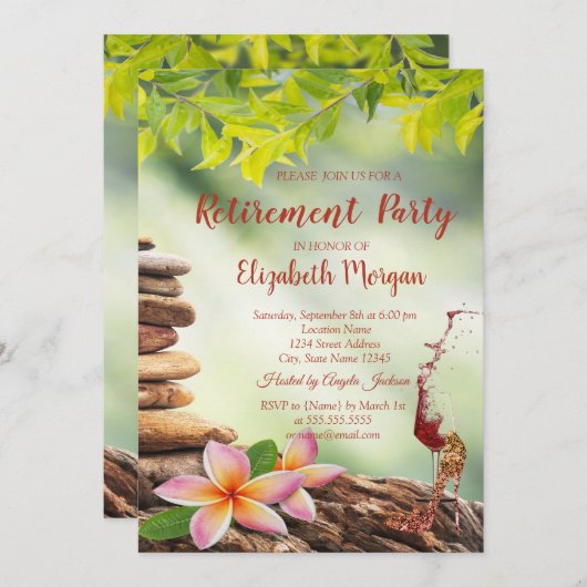 Hoher Absatz, Glas, Zen-Steine Landschaftsruhestan Einladung (Vorne/Hinten)