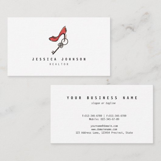 Hoher Absatz u. Schlüssel-weiblicher Visitenkarte (Vorne/Hinten)