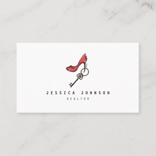 Hoher Absatz u. Schlüssel-weiblicher Visitenkarte (Vorderseite)