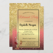 Hoher Absatz, Weinglas, Rot, Glitzer Ruhestand Par Einladung (Vorne/Hinten)