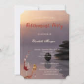 Hoher Absatz, Weinglas, Zen-Steine-Rente-Party Einladung (Vorderseite)